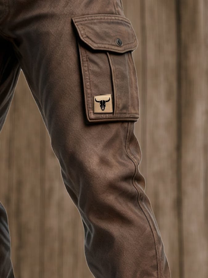 Men's Slim Tapered Cargo Pants Bull-Patch Side Pockets