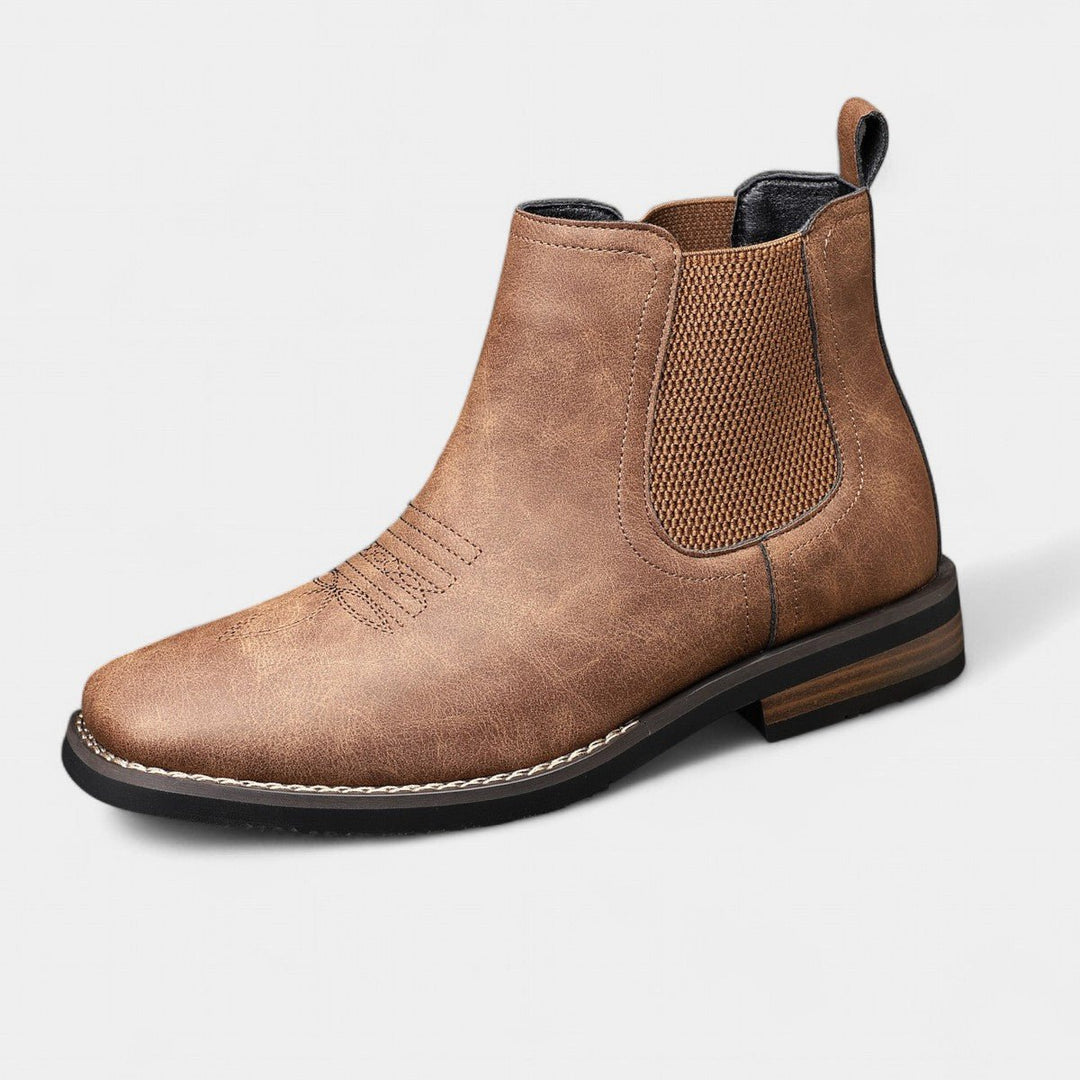 Men's Slip-On Chelsea Boots Western-Stitch Elastic Panel