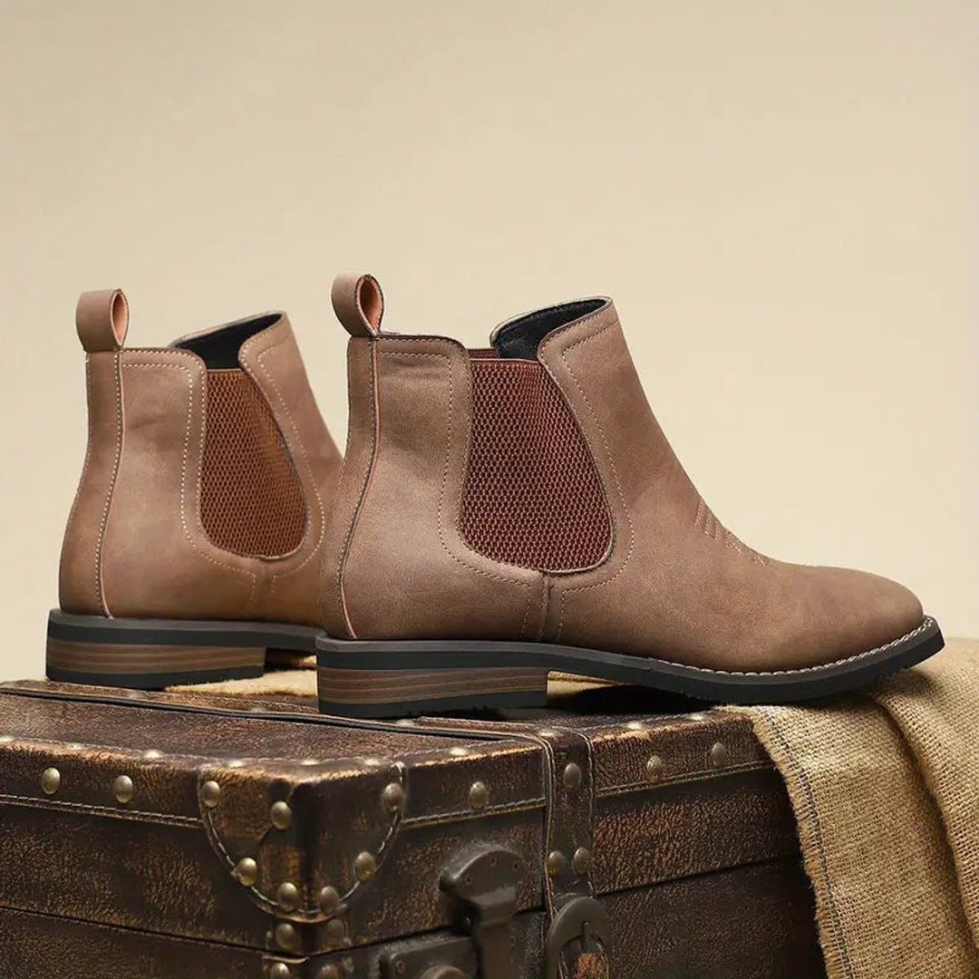 Men's Slip-On Chelsea Boots Western-Stitch Elastic Panel