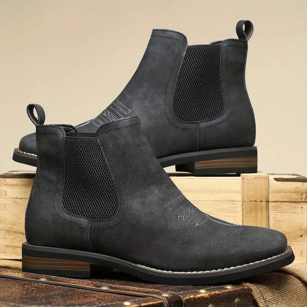 Men's Slip-On Chelsea Boots Western-Stitch Elastic Panel