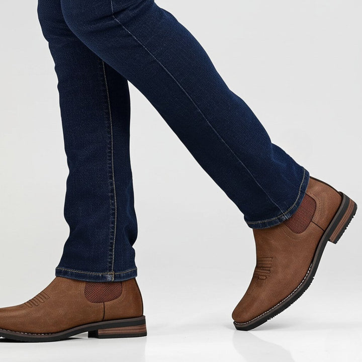 Men's Slip-On Chelsea Boots Western-Stitch Elastic Panel