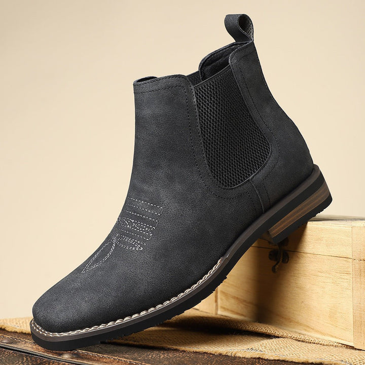 Men's Slip-On Chelsea Boots Western-Stitch Elastic Panel