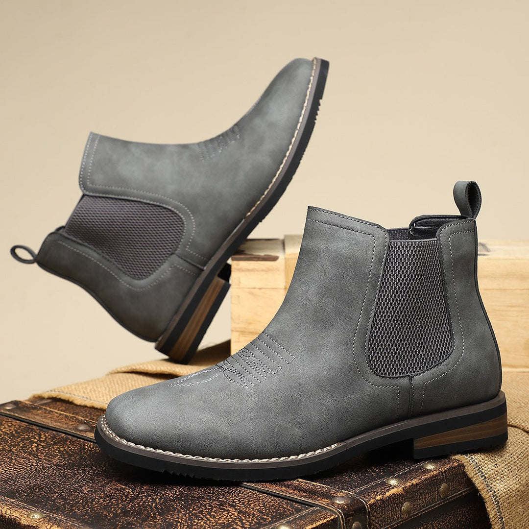 Men's Slip-On Chelsea Boots Western-Stitch Elastic Panel