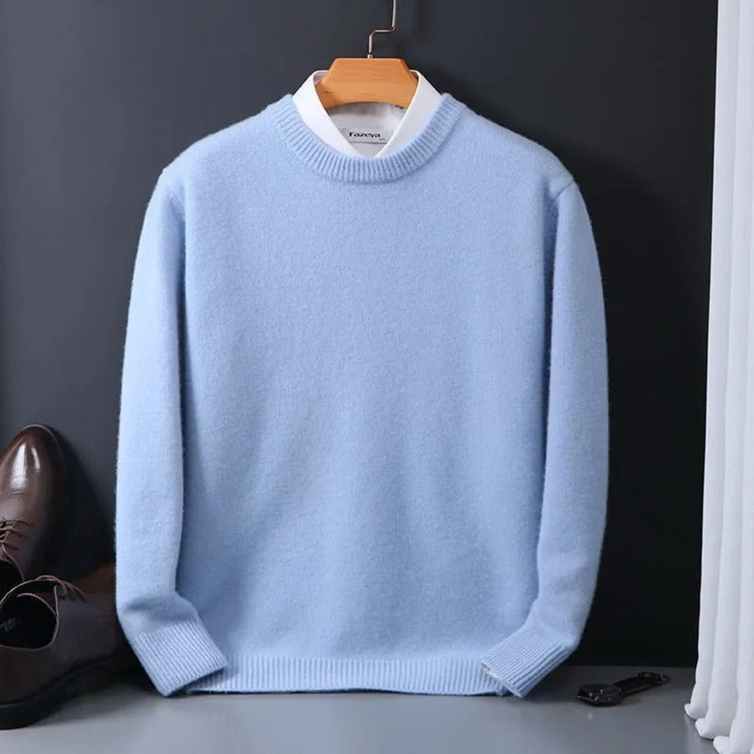 Men's Soft Mohair Crewneck Pullover Mens Knit Sweater