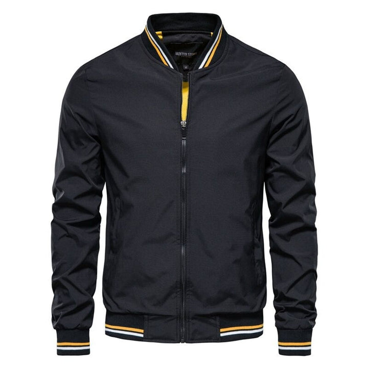 Men's Solid-Color Zip-Up Varsity Bomber Jacket
