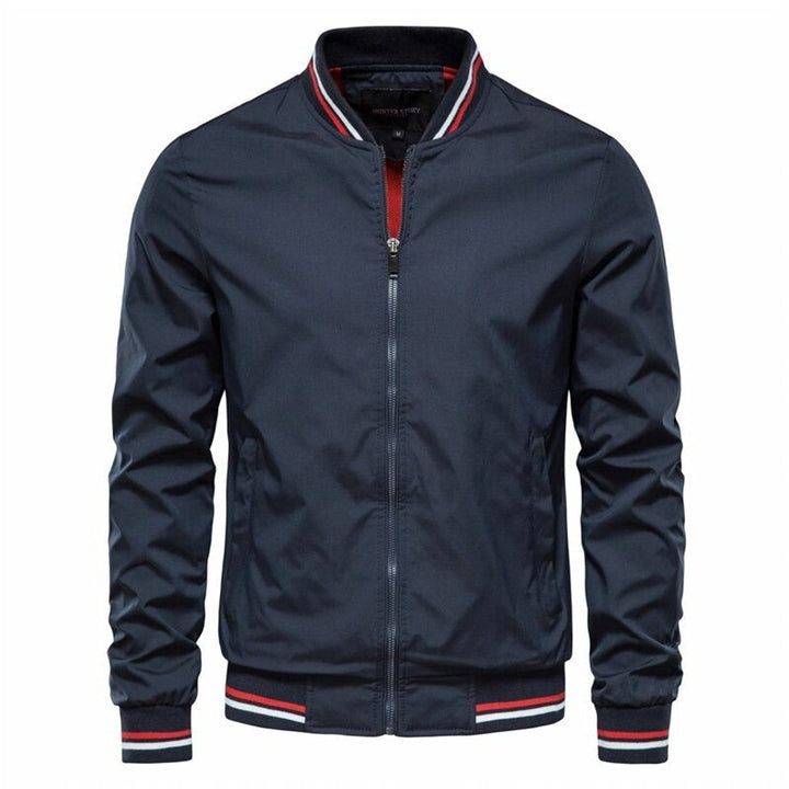 Men's Solid-Color Zip-Up Varsity Bomber Jacket