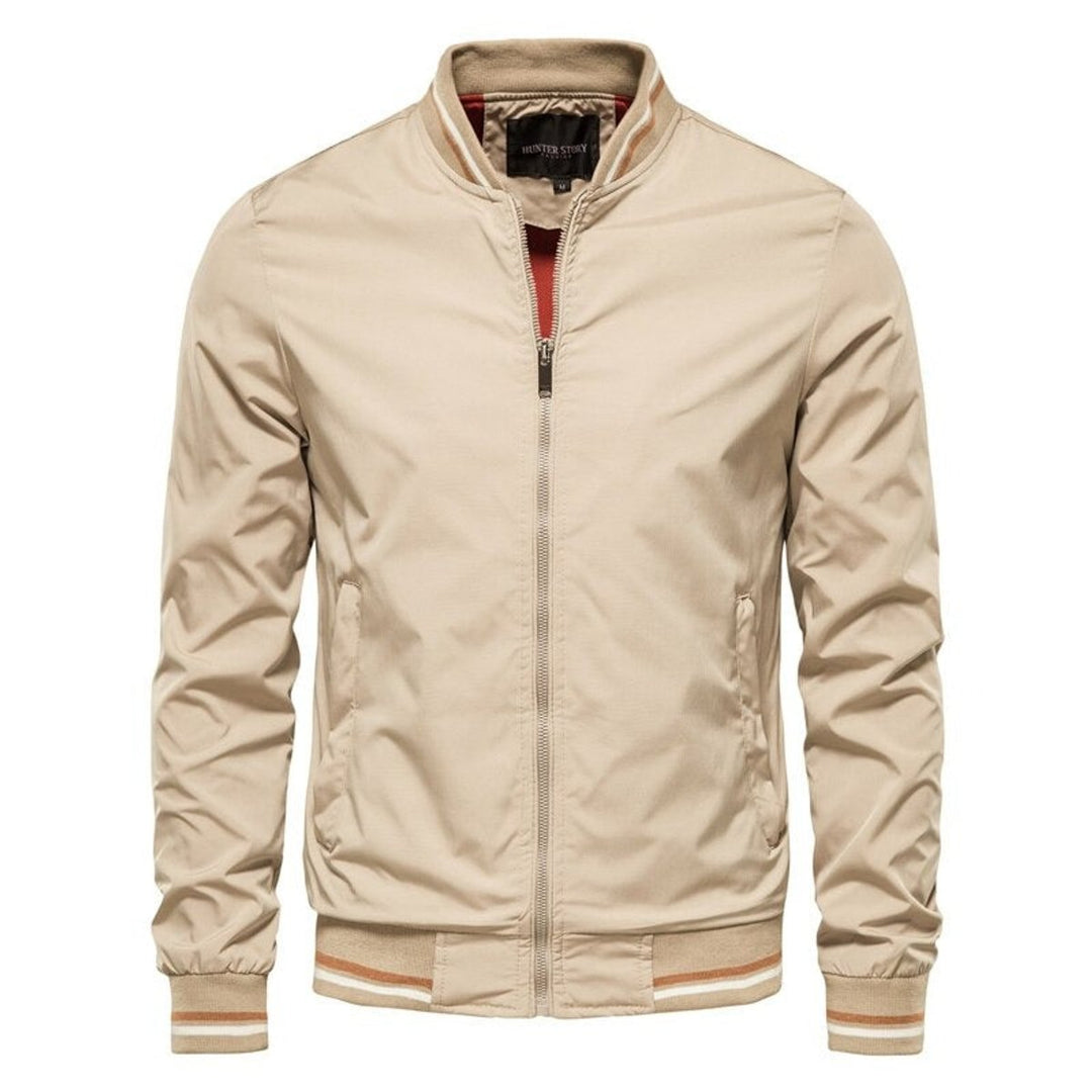 Men's Solid-Color Zip-Up Varsity Bomber Jacket