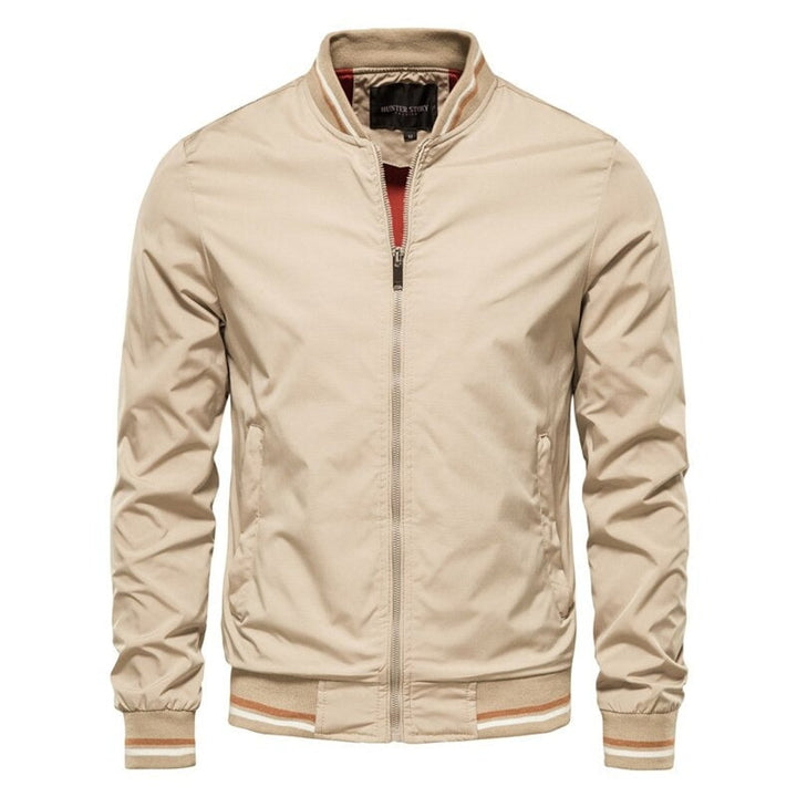 Men's Solid-Color Zip-Up Varsity Bomber Jacket