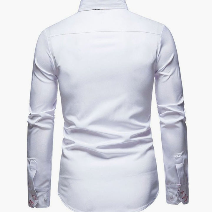 Men's Stylish Slim-Fit Button-Down Shirt Paisley Contrast Cuffs