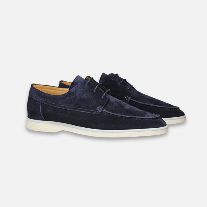 Men's Suede Lace-Up Hybrid Boat Derby Loafers - Dark Blue