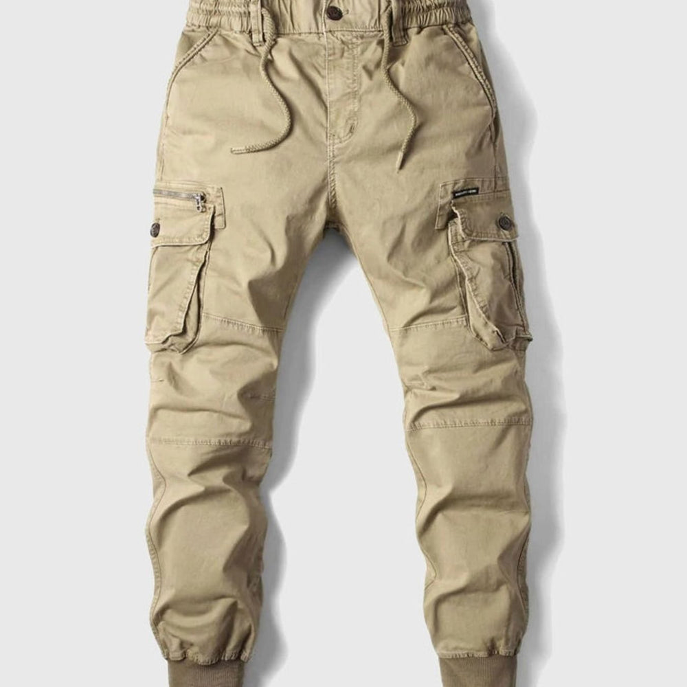 Men's Tactical Cargo Jogger Pants Cuffed Ankle Multi-Pocket - Khaki