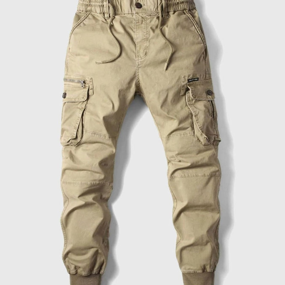 Men's Tactical Cargo Jogger Pants Cuffed Ankle Multi-Pocket - Khaki