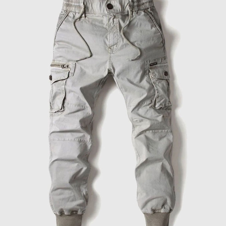 Men's Tactical Cargo Jogger Pants Cuffed Ankle Multi-Pocket - Grey