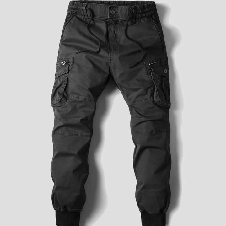 Men's Tactical Cargo Jogger Pants Cuffed Ankle Multi-Pocket - Black