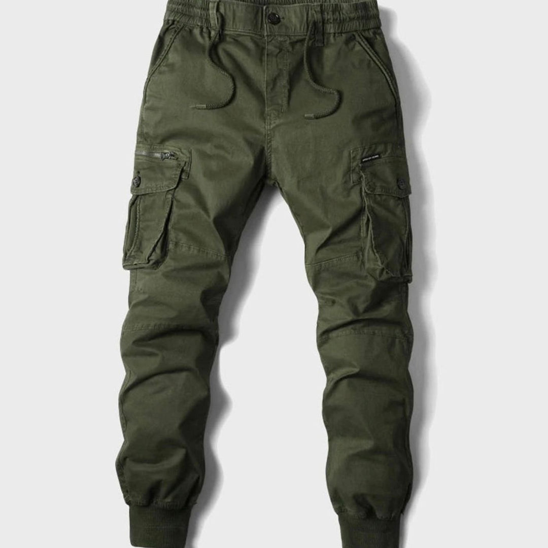 Men's Tactical Cargo Jogger Pants Cuffed Ankle Multi-Pocket - Green