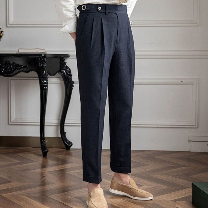 Men's Tailored High-Rise Double-Pleated Dress Pants