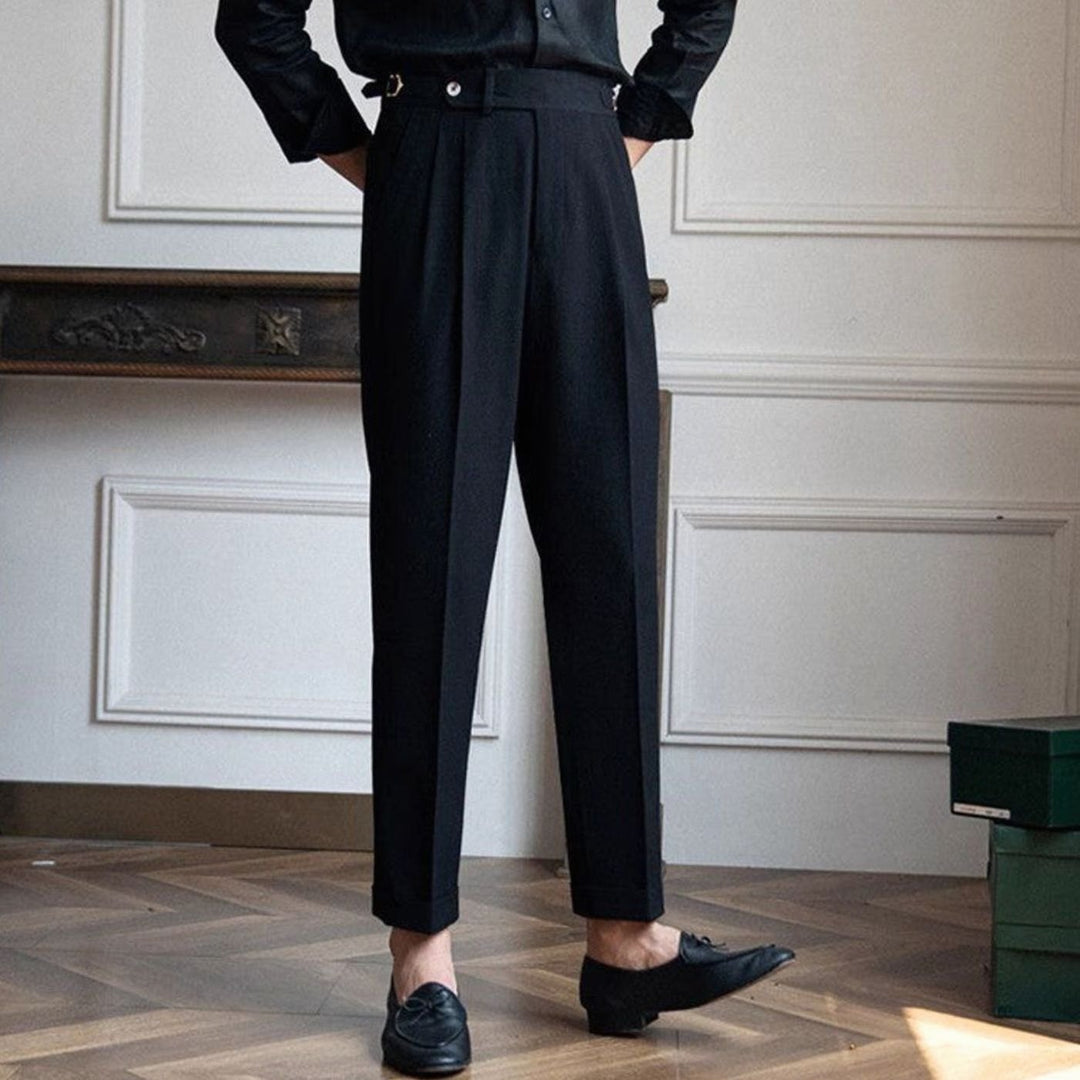 Men's Tailored High-Rise Double-Pleated Dress Pants