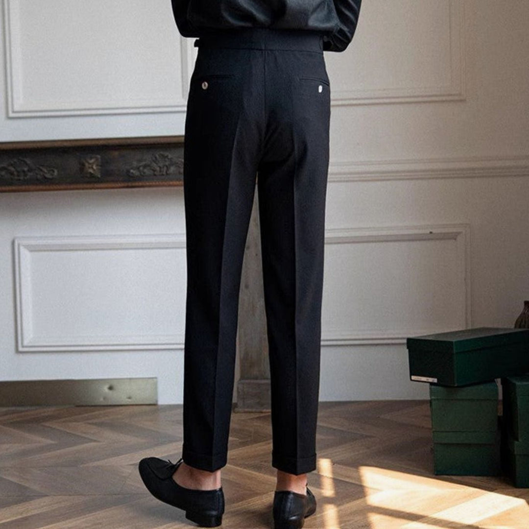 Men's Tailored High-Rise Double-Pleated Dress Pants