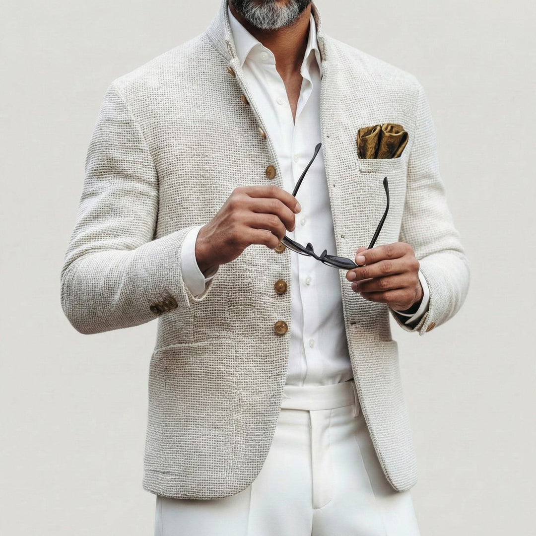 Men's Tailored Single-Breasted Stand-Collar Cardigan