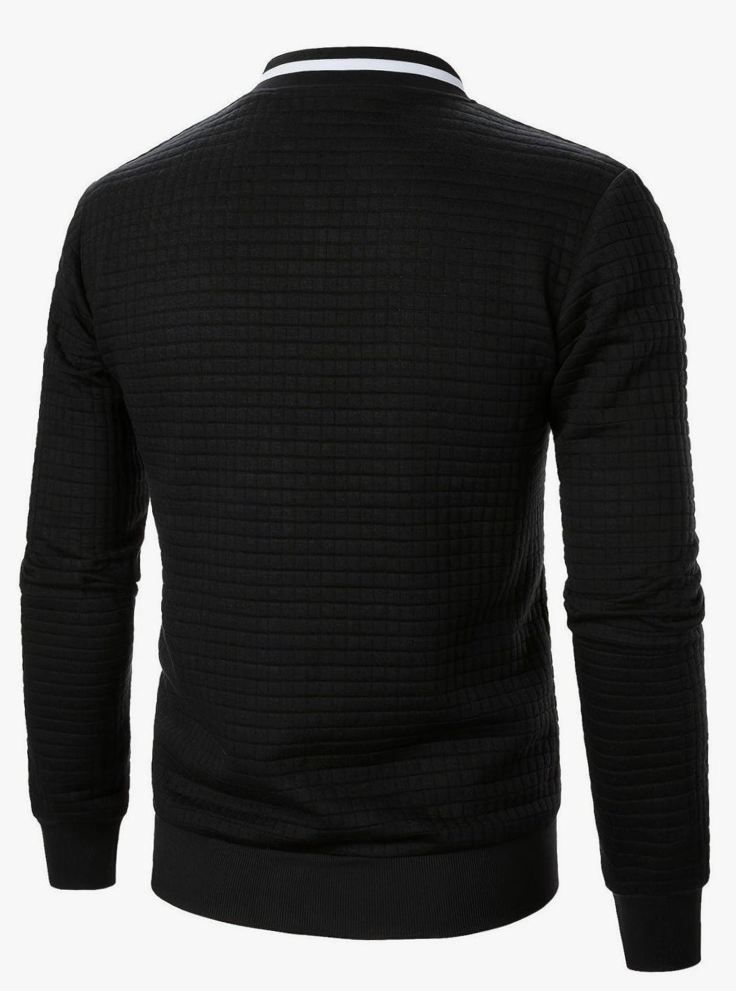 Men's Textured Zip-Up Ribbed Bomber Jacket