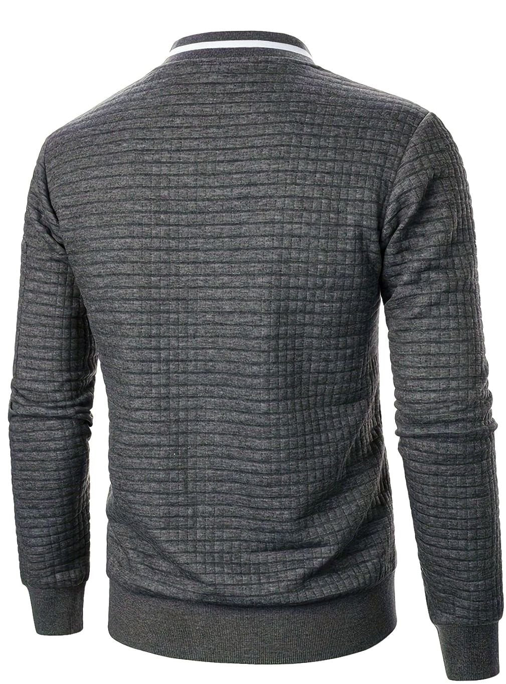 Men's Textured Zip-Up Ribbed Bomber Jacket