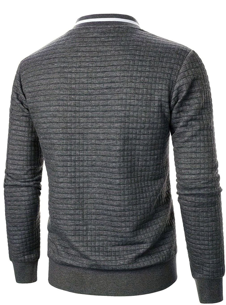 Men's Textured Zip-Up Ribbed Bomber Jacket