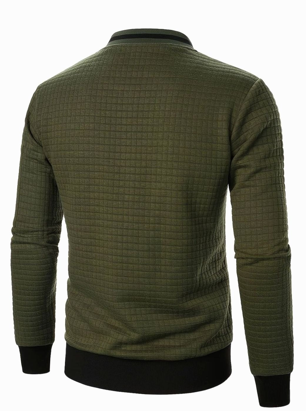 Men's Textured Zip-Up Ribbed Bomber Jacket