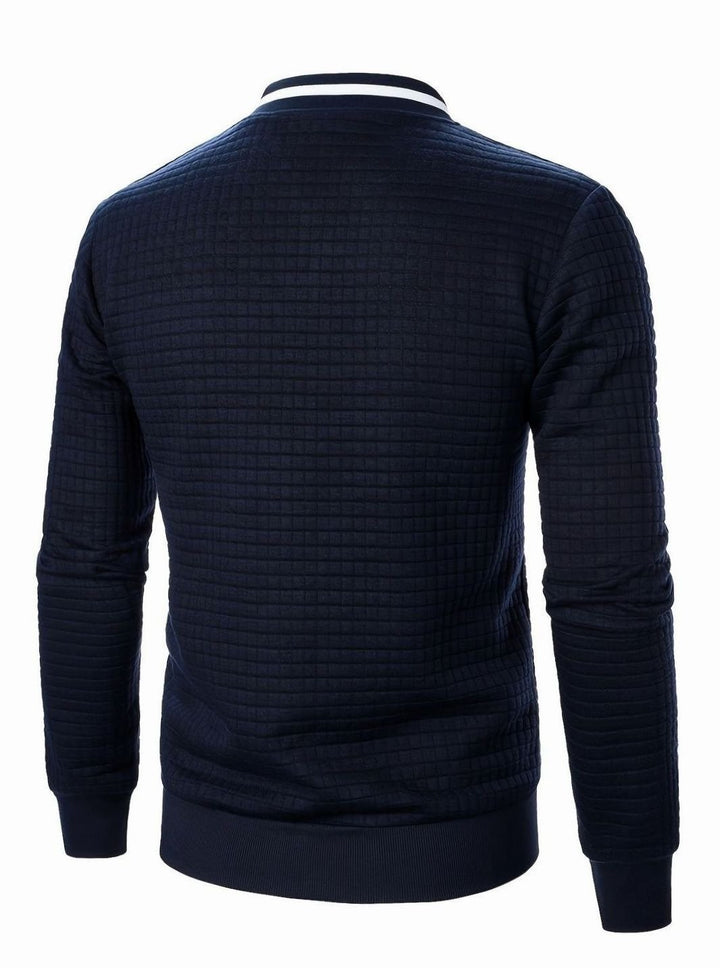 Men's Textured Zip-Up Ribbed Bomber Jacket