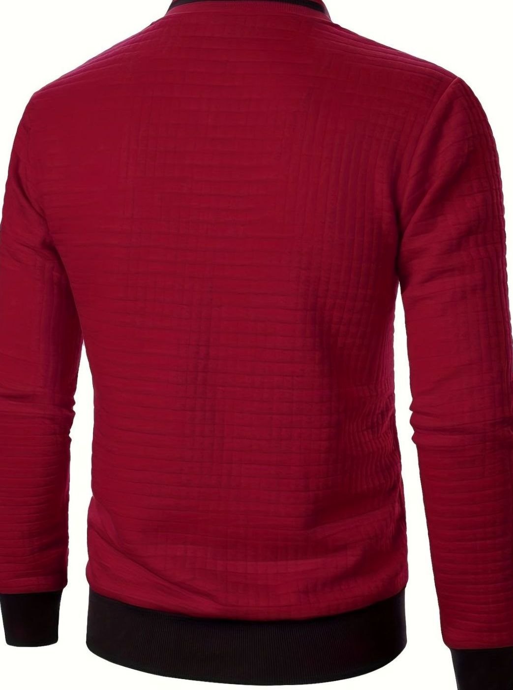 Men's Textured Zip-Up Ribbed Bomber Jacket