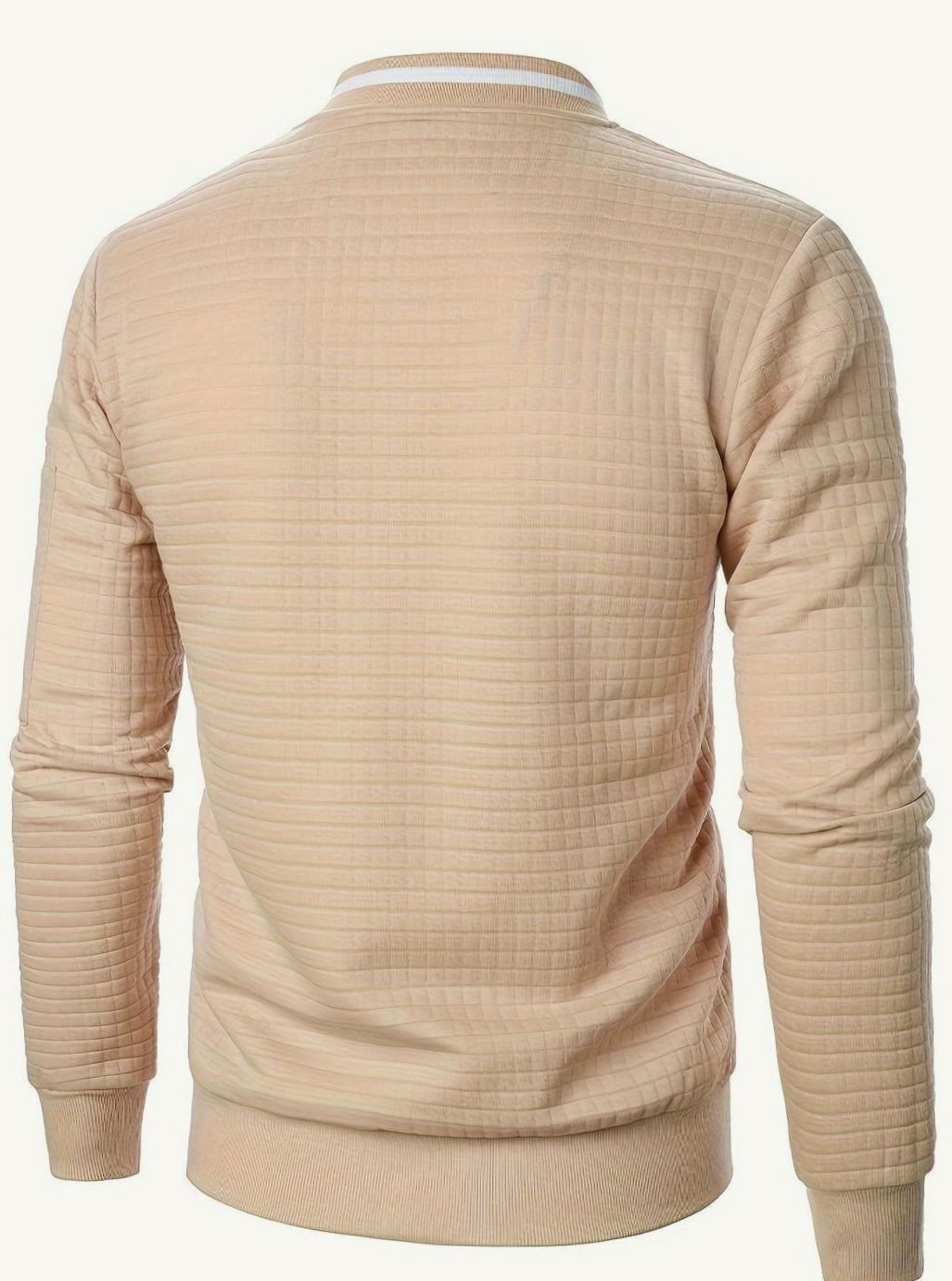 Men's Textured Zip-Up Ribbed Bomber Jacket