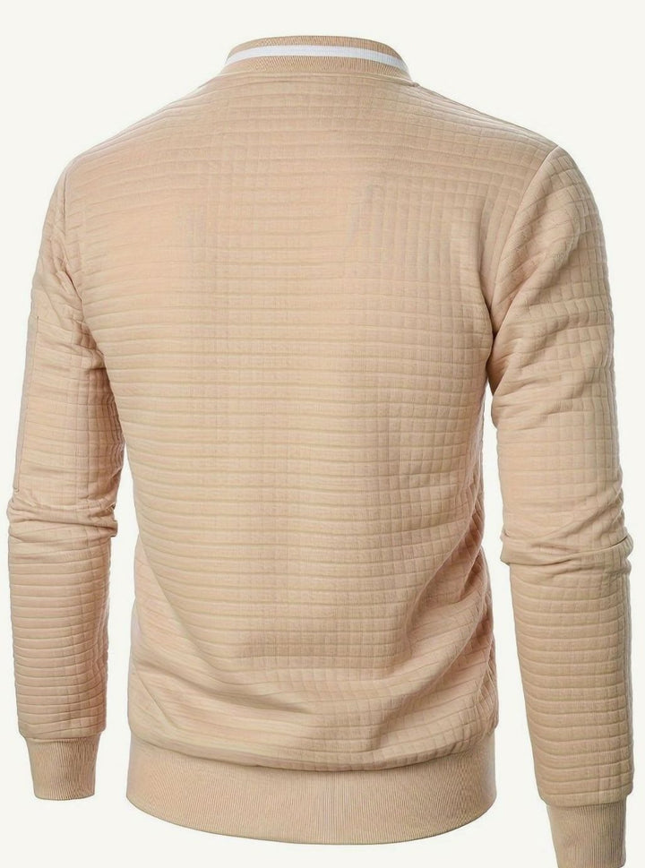 Men's Textured Zip-Up Ribbed Bomber Jacket