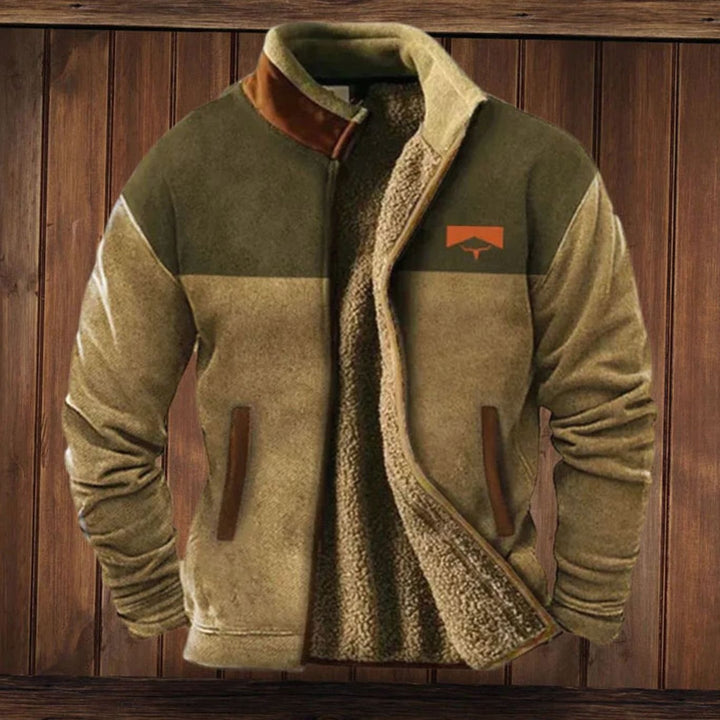Men's Tribal Print Sherpa-Lined Full-Zip Winter Coat - Maroon