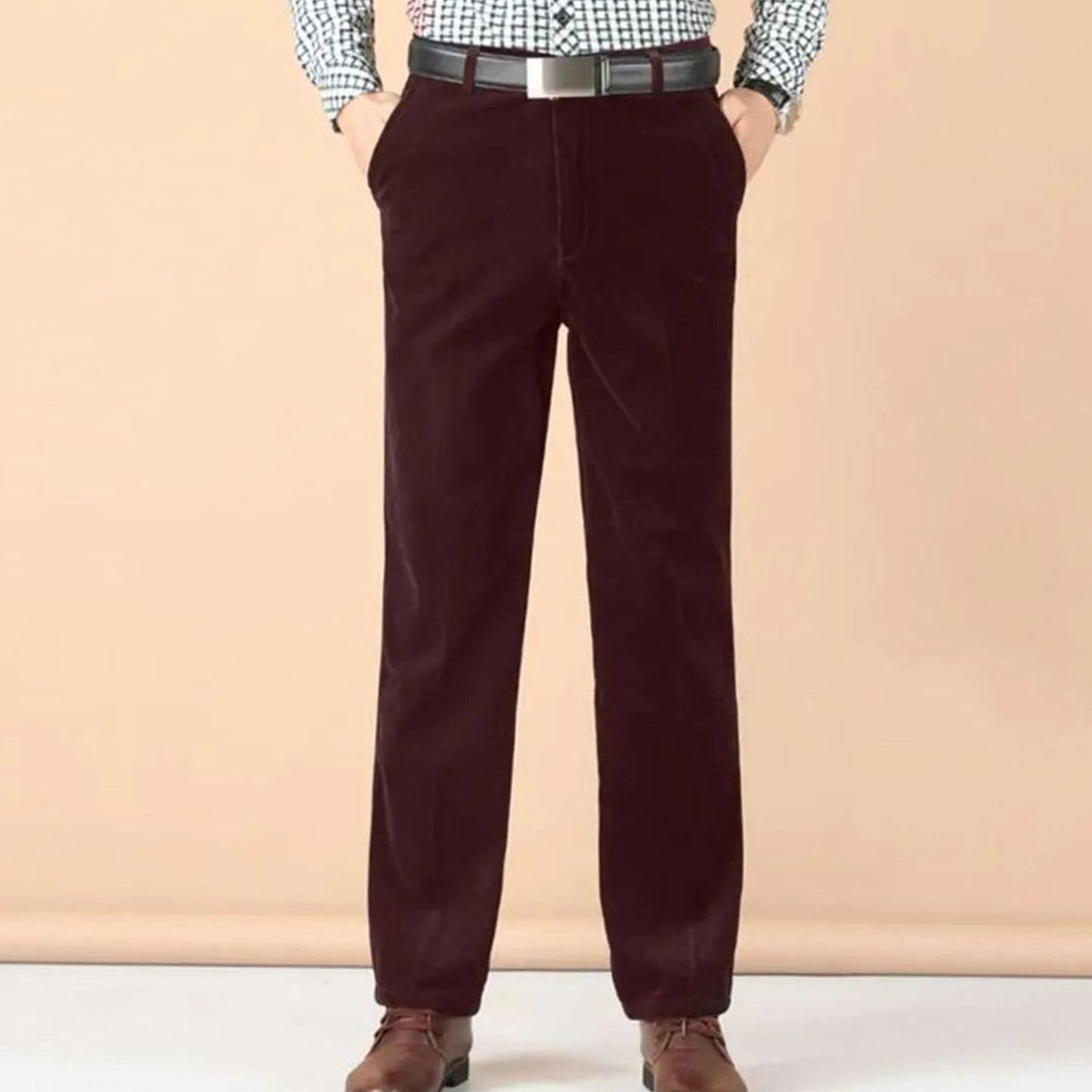 Men's Velvet Straight-Leg Tailored Dress Pants - Wine Red