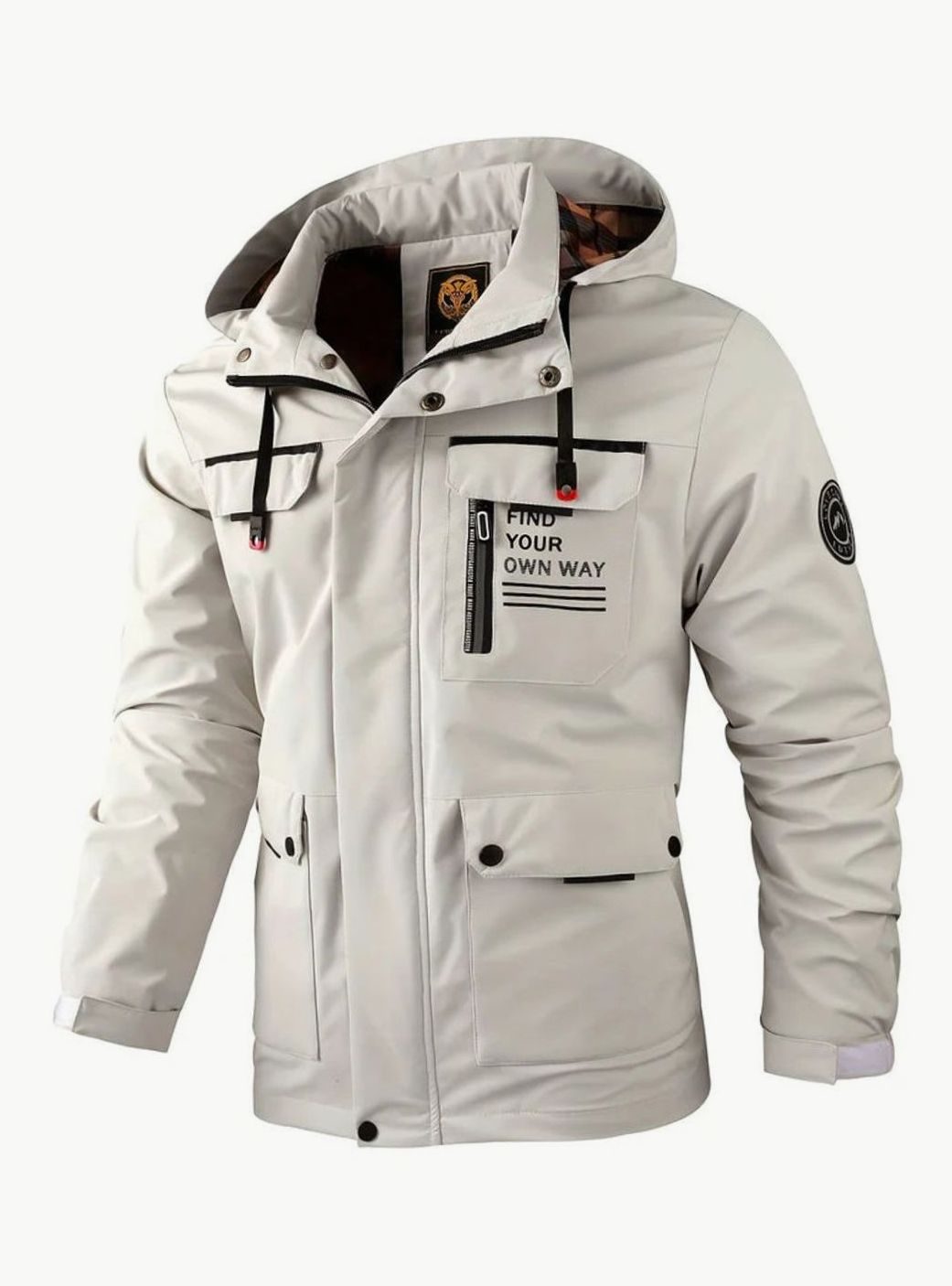 Men's Waterproof Hooded Multi-Pocket Winter Jacket - White