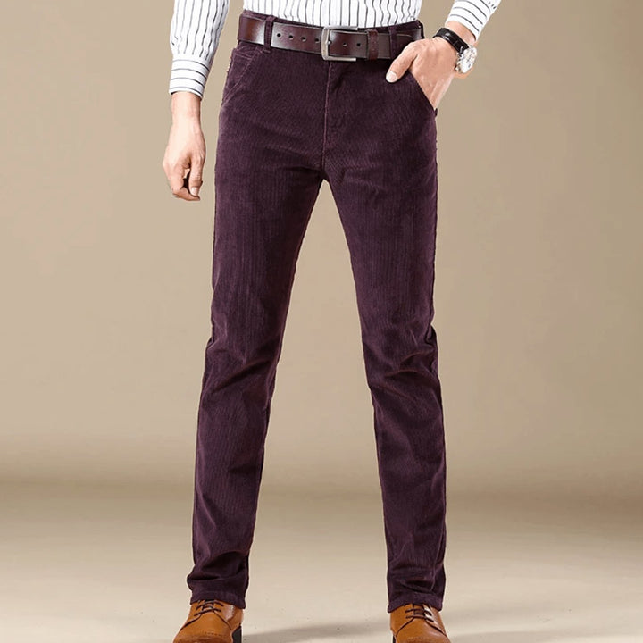 Men's Winter Season Straight-Leg Corduroy Pants - Purple
