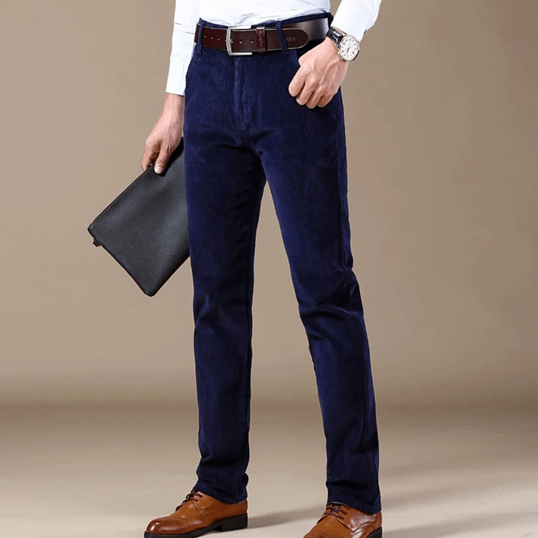 Men's Winter Season Straight-Leg Corduroy Pants - Blue
