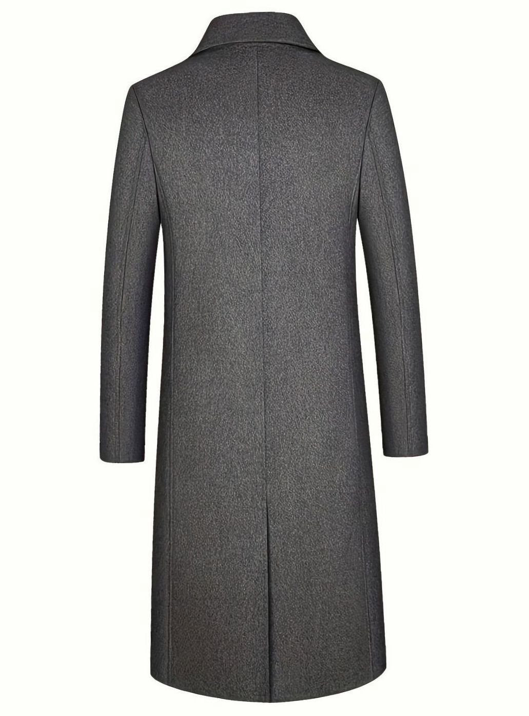 Men's Wool Coat Tailored Long Overcoat Quilted-Lined