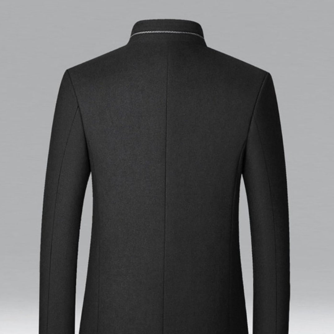 Men's Wool Stand-Collar Overcoat Tailored Button-Front Coat