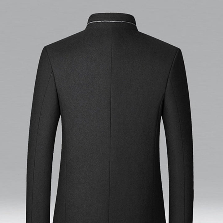 Men's Wool Stand-Collar Overcoat Tailored Button-Front Coat
