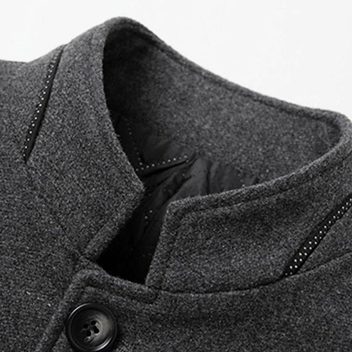 Men's Wool Stand-Collar Overcoat Tailored Button-Front Coat