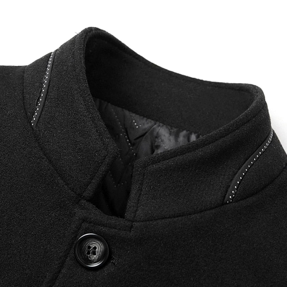 Men's Wool Stand-Collar Overcoat Tailored Button-Front Coat
