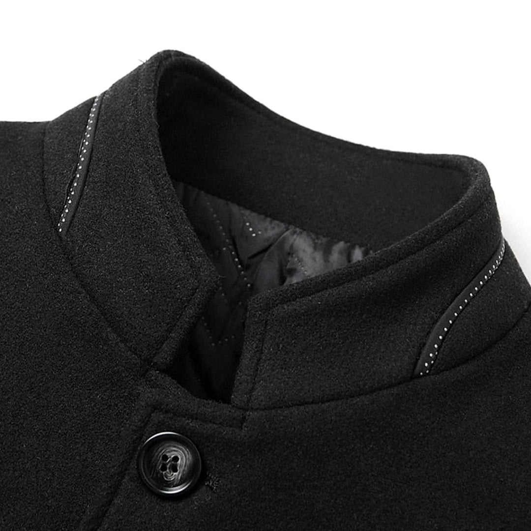 Men's Wool Stand-Collar Overcoat Tailored Button-Front Coat