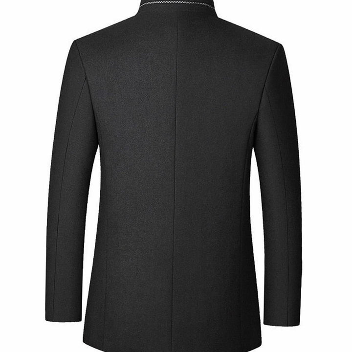 Men's Wool Stand-Collar Overcoat Tailored Button-Front Coat