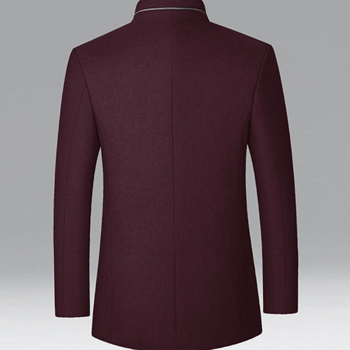 Men's Wool Stand-Collar Overcoat Tailored Button-Front Coat