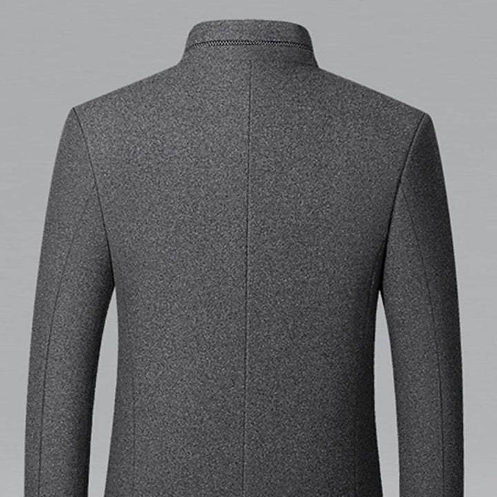 Men's Wool Stand-Collar Overcoat Tailored Button-Front Coat