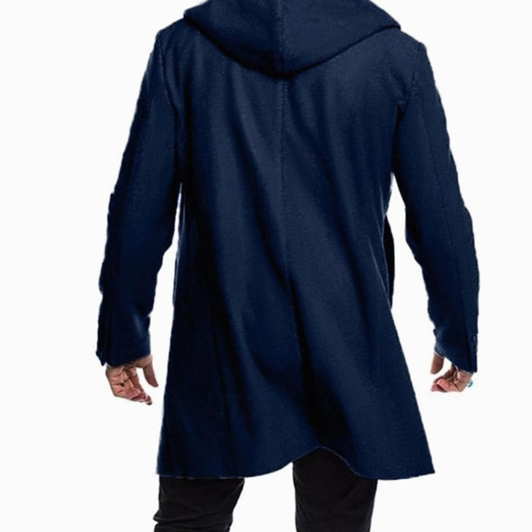Men's Wool Toggle Hooded Overcoat Long Duffle Coat