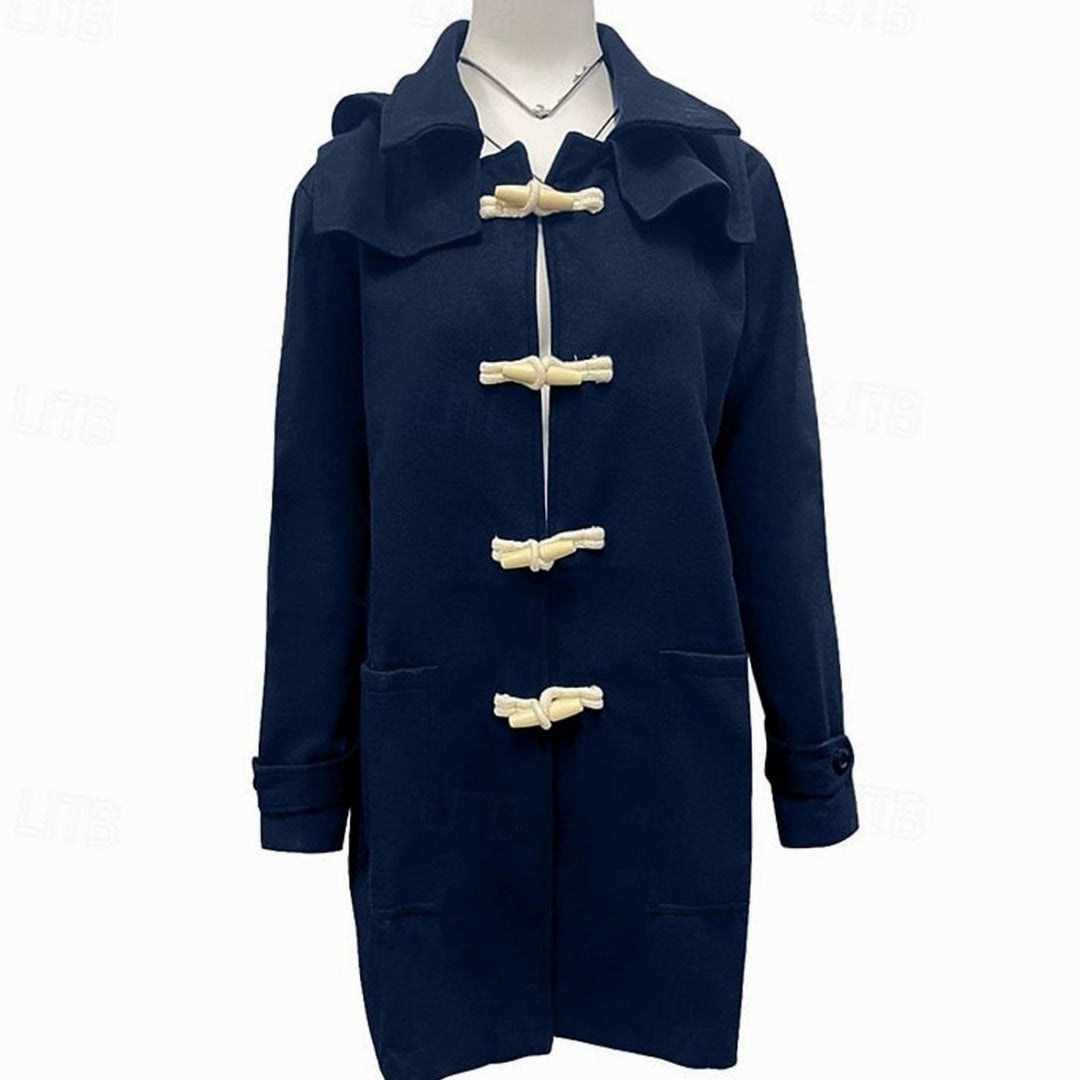 Men's Wool Toggle Hooded Overcoat Long Duffle Coat