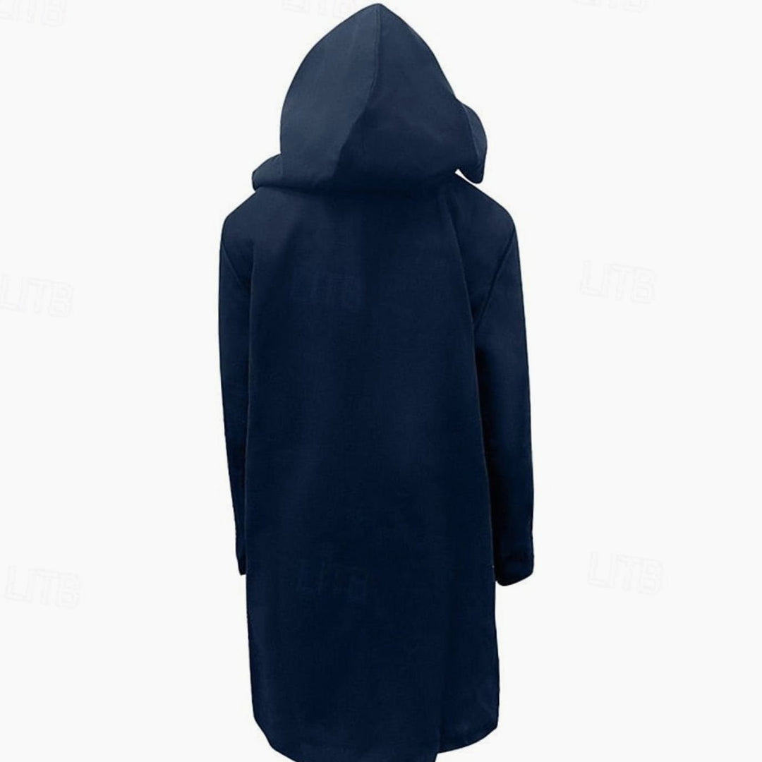 Men's Wool Toggle Hooded Overcoat Long Duffle Coat