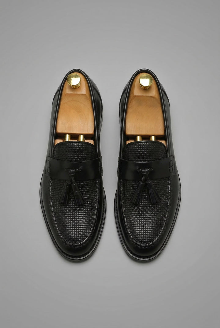 Men's Woven-Vamp Tassel Slip-On Dress Loafers