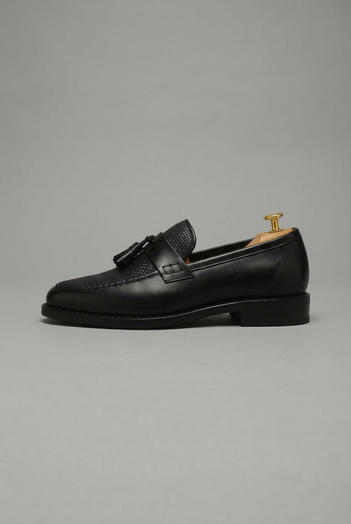 Men's Woven-Vamp Tassel Slip-On Dress Loafers